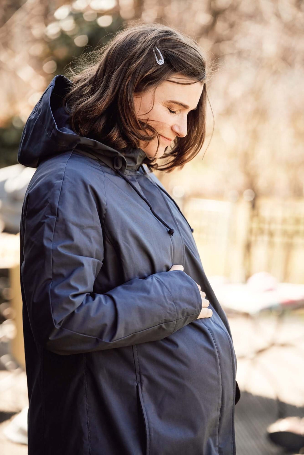 Mamalila Berlin All-Season Maternity & Babywearing Coat – Navy | Babymaxi